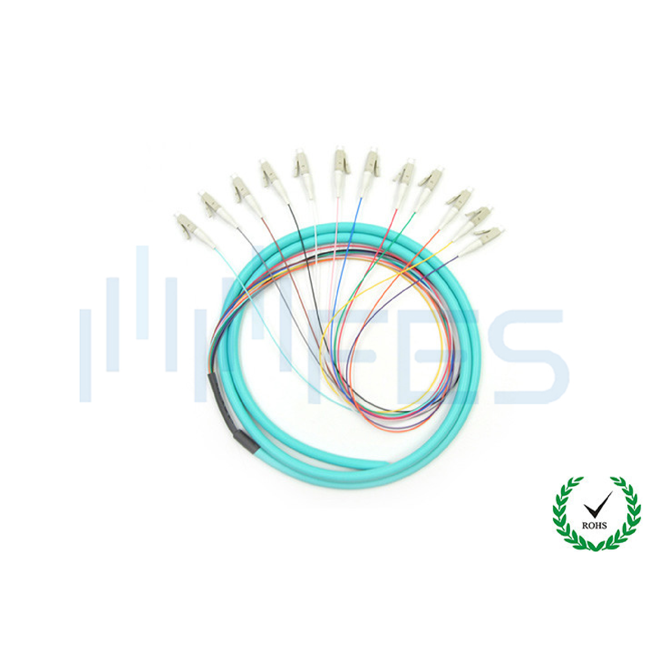 Fan Out LC OM3 Fibre Optic Cable Pigtail 3m LSZH Multi Fibers 12 Cores - Image 2