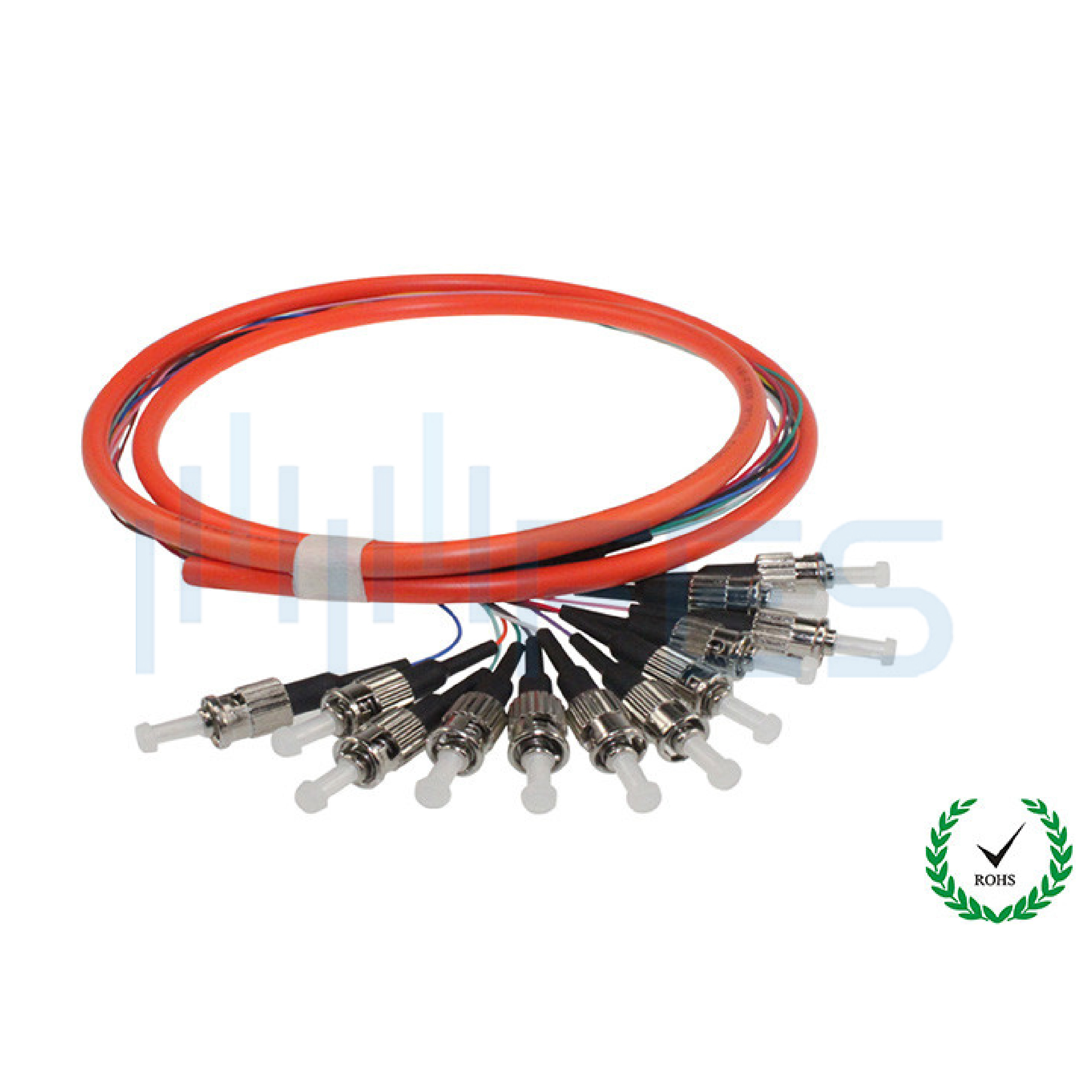 ST multimode OM2 multifibers fanout fiber optic pigtails 12 cores fibers 3m