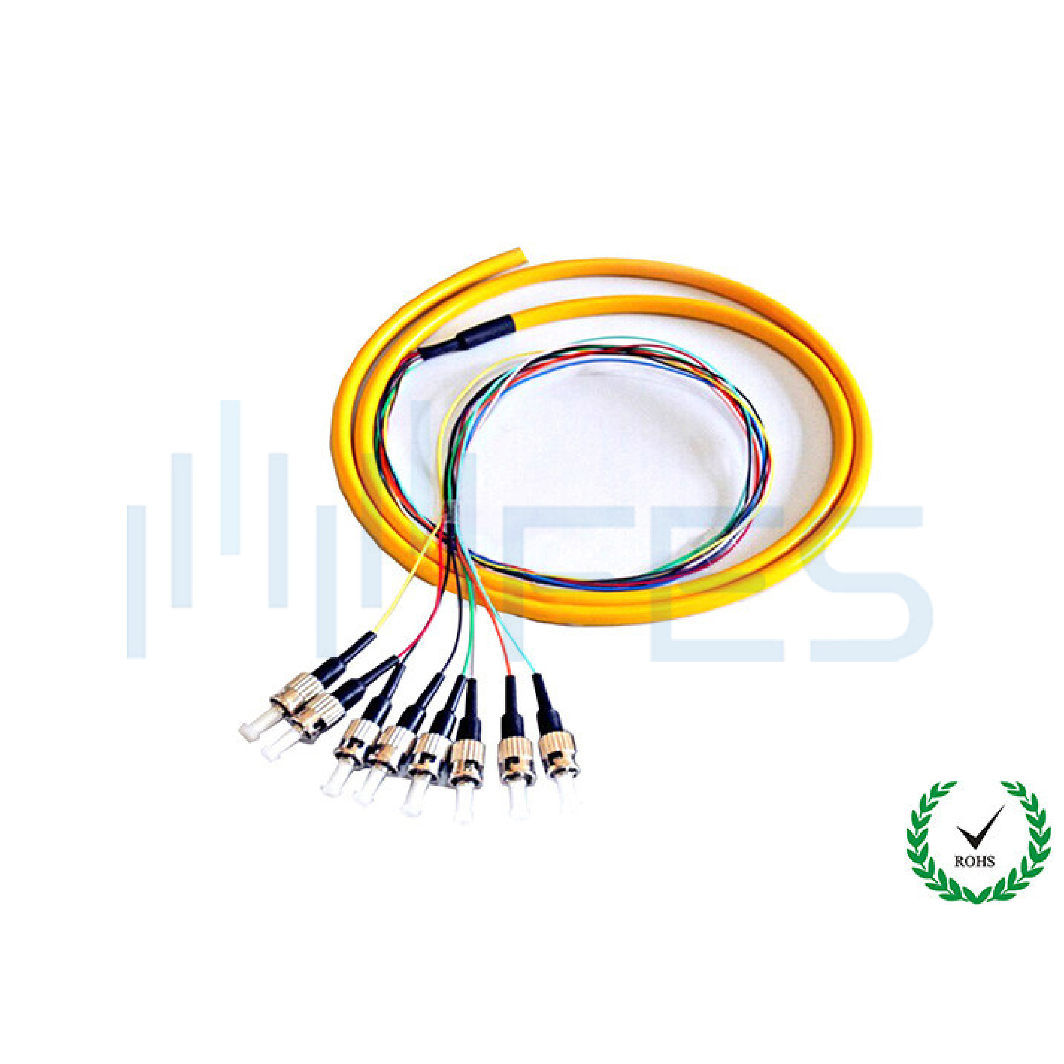 ST/UPC single mode 9/125 fiber optic fanout pigtails 8 cores fibers fo 2m