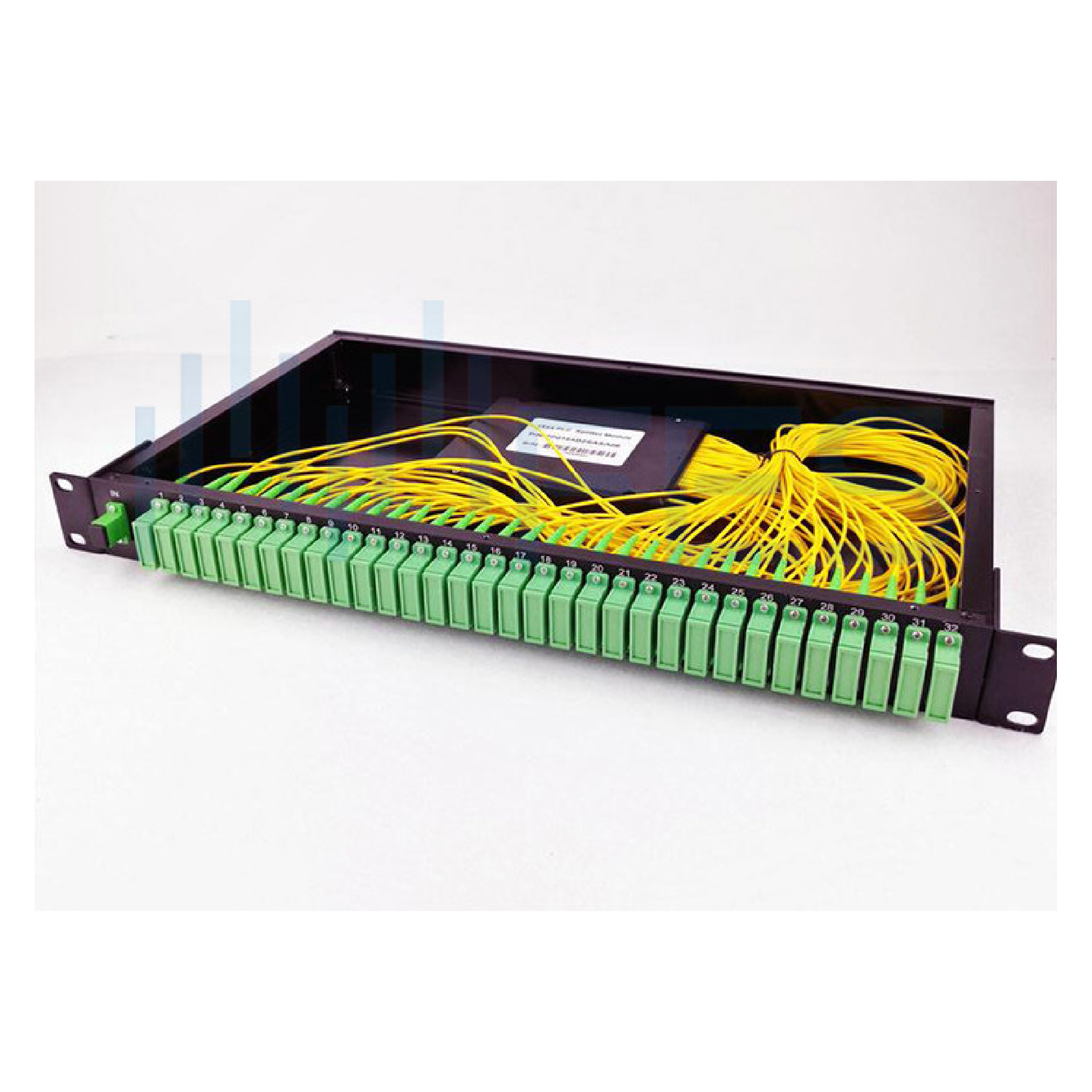 SC/APC Fiber Optic Splitter Rack Mount Patch Panel 1U Aluminium Alloy 1x64