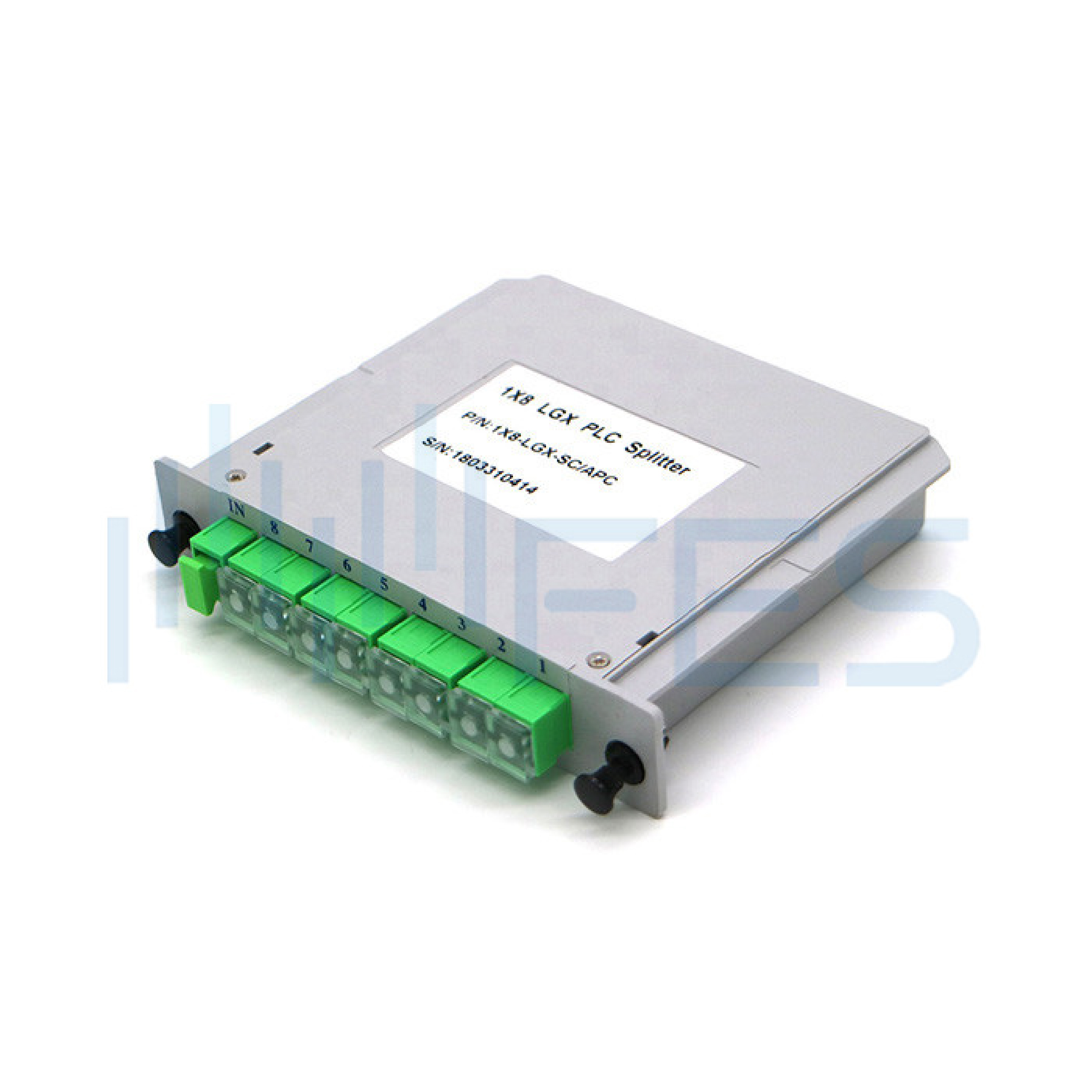 Green 1*8 Fiber Optic Splitter 1x8 LGX PLC Splitter For Rack Mountable Terminal Box