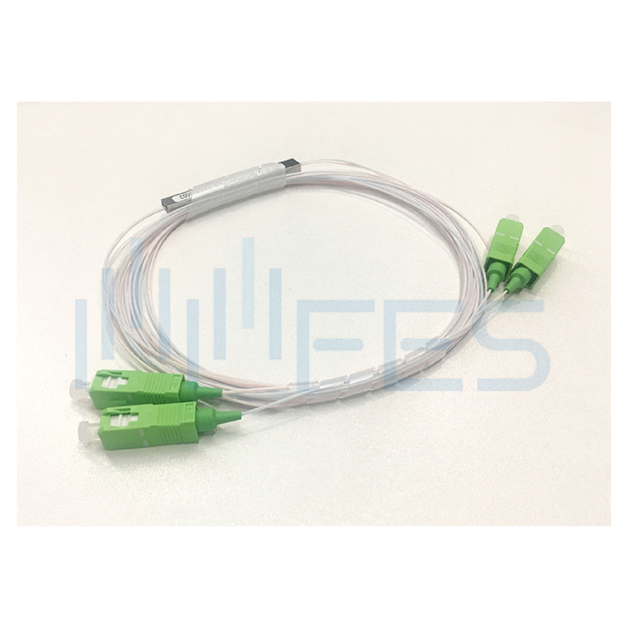 2*2 Mini PLC Fiber Optic Splitter SC/APC Connector For FTTH FTTA 0.9mm 1.0m