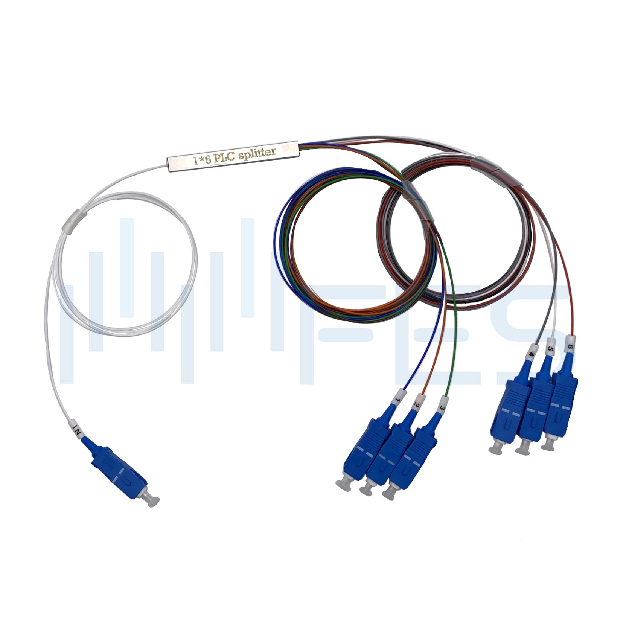 1x6 PLC Fiber Optic Splitter Mini Blockless Tube Type SC UPC Connector